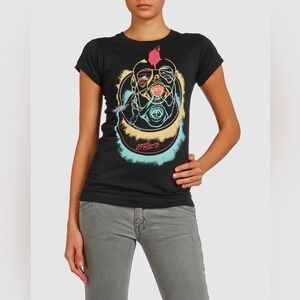 Diesel Black Graphic T-Shirt with Colorful Design
Size S